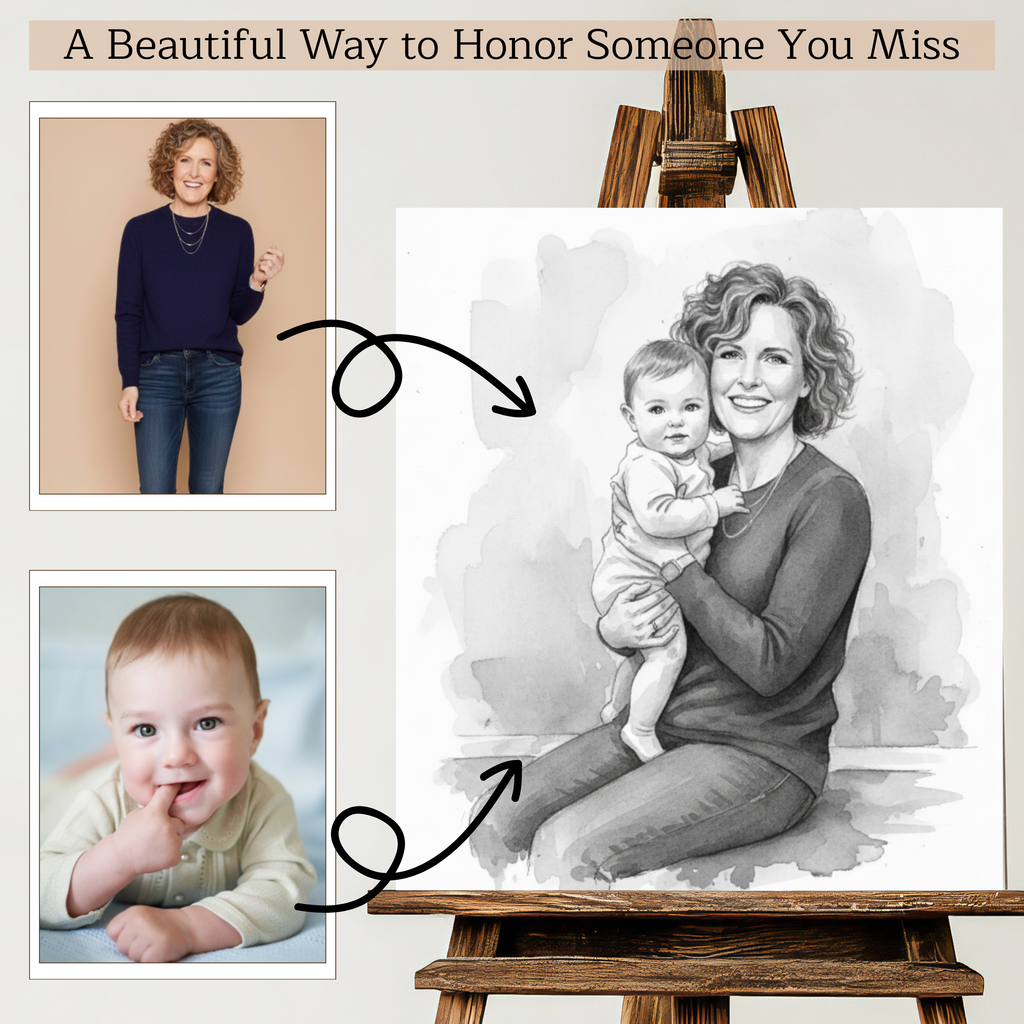 Custom Memorial Portrait – Add Loved One to Photo – Remembrance Art – Sympathy Gift for Loss