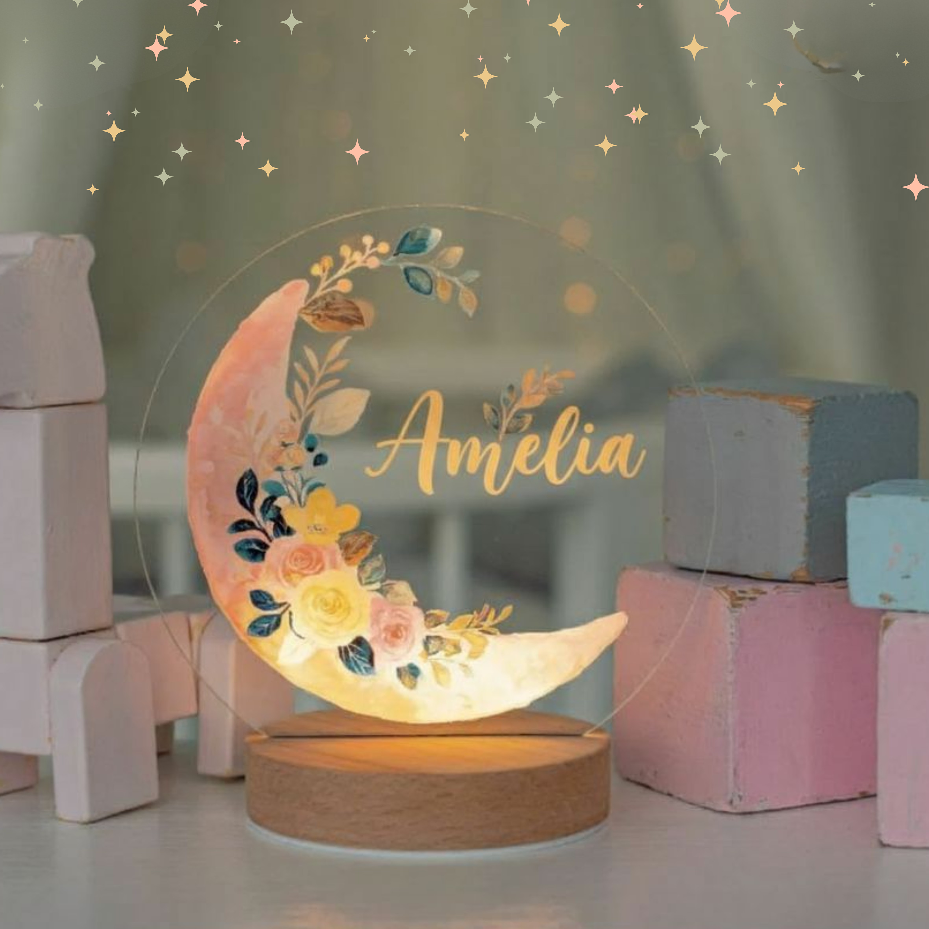 Baby Girl Gift, Personalized Night Light for Kids, Custom Night Light, Personalized Lamp, Name Night Light, Moon Lamp