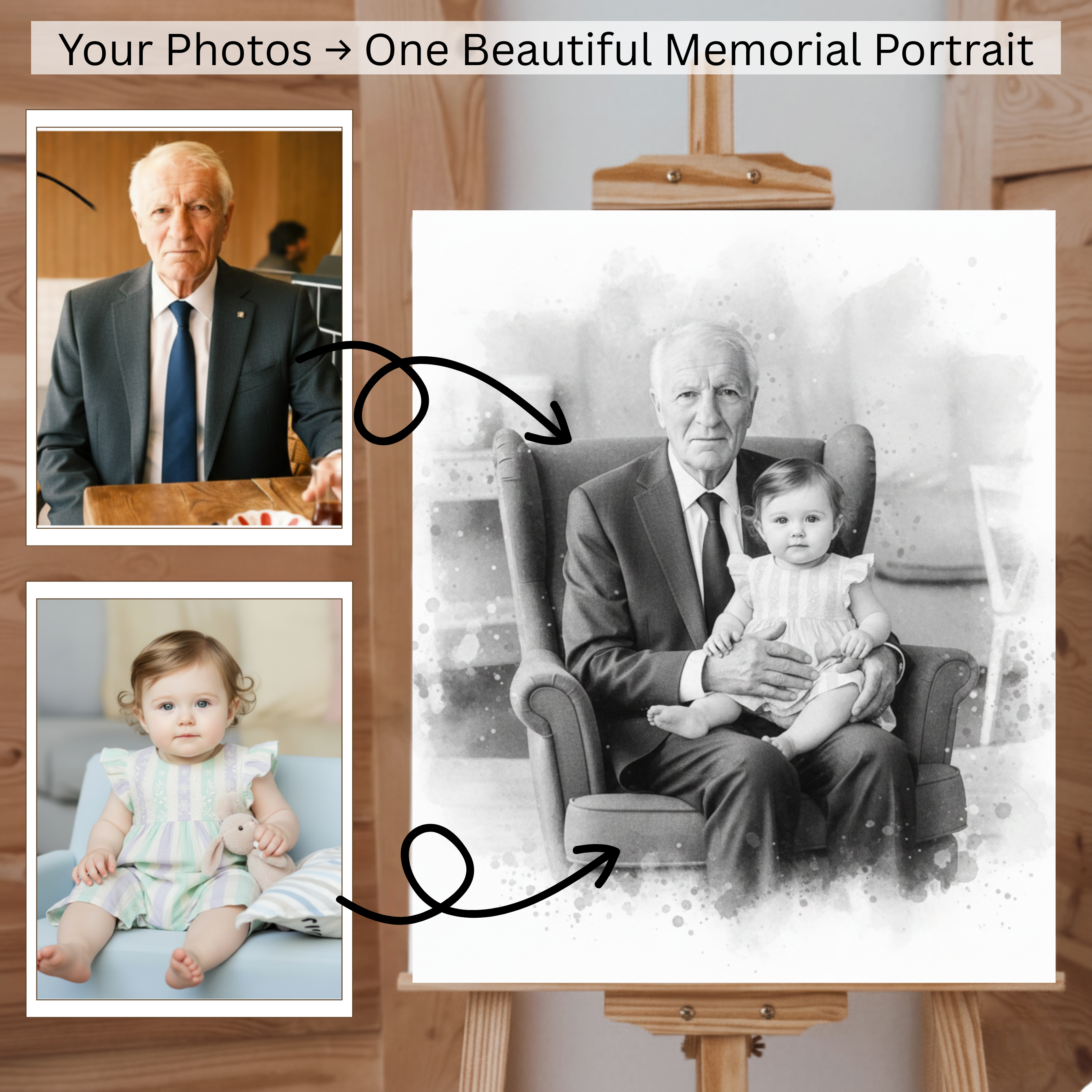 Custom Memorial Portrait – Add Loved One to Photo – Remembrance Art – Sympathy Gift for Loss