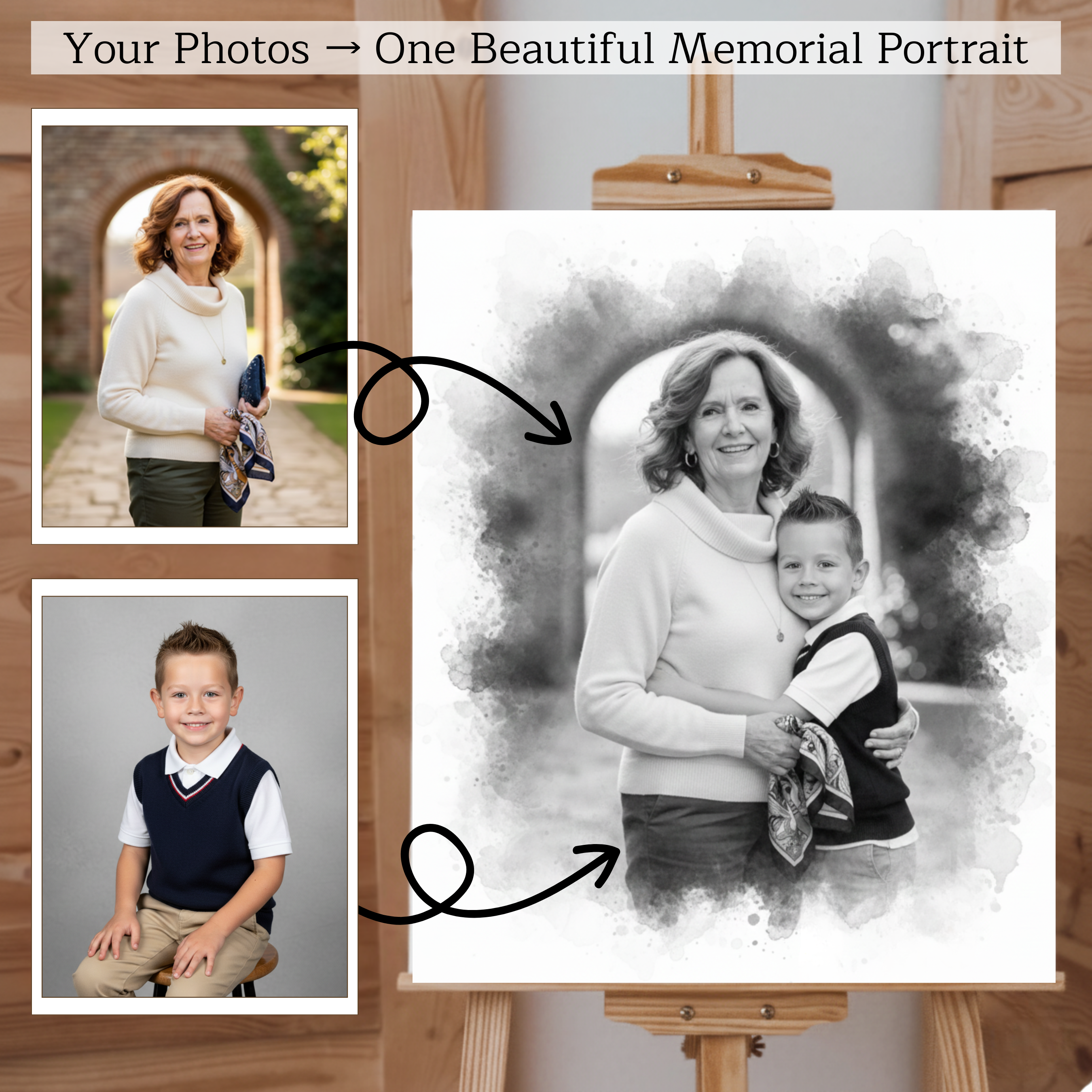 Custom Memorial Portrait – Add Loved One to Photo – Remembrance Art – Sympathy Gift for Loss