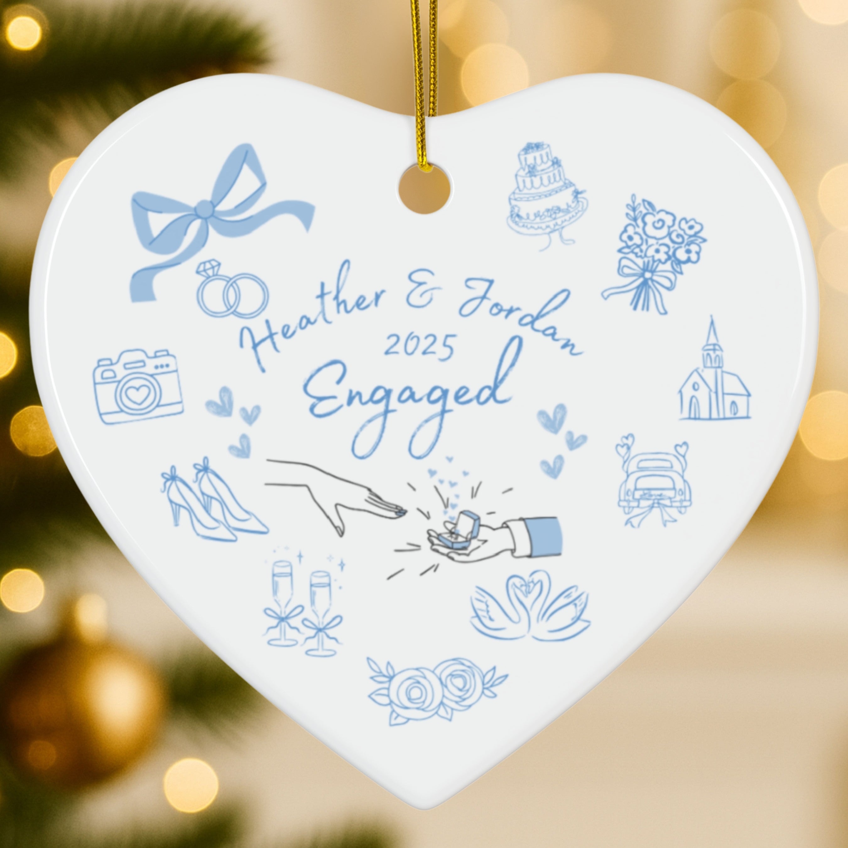 Personalized Engagement Ornament – Custom Heart Keepsake