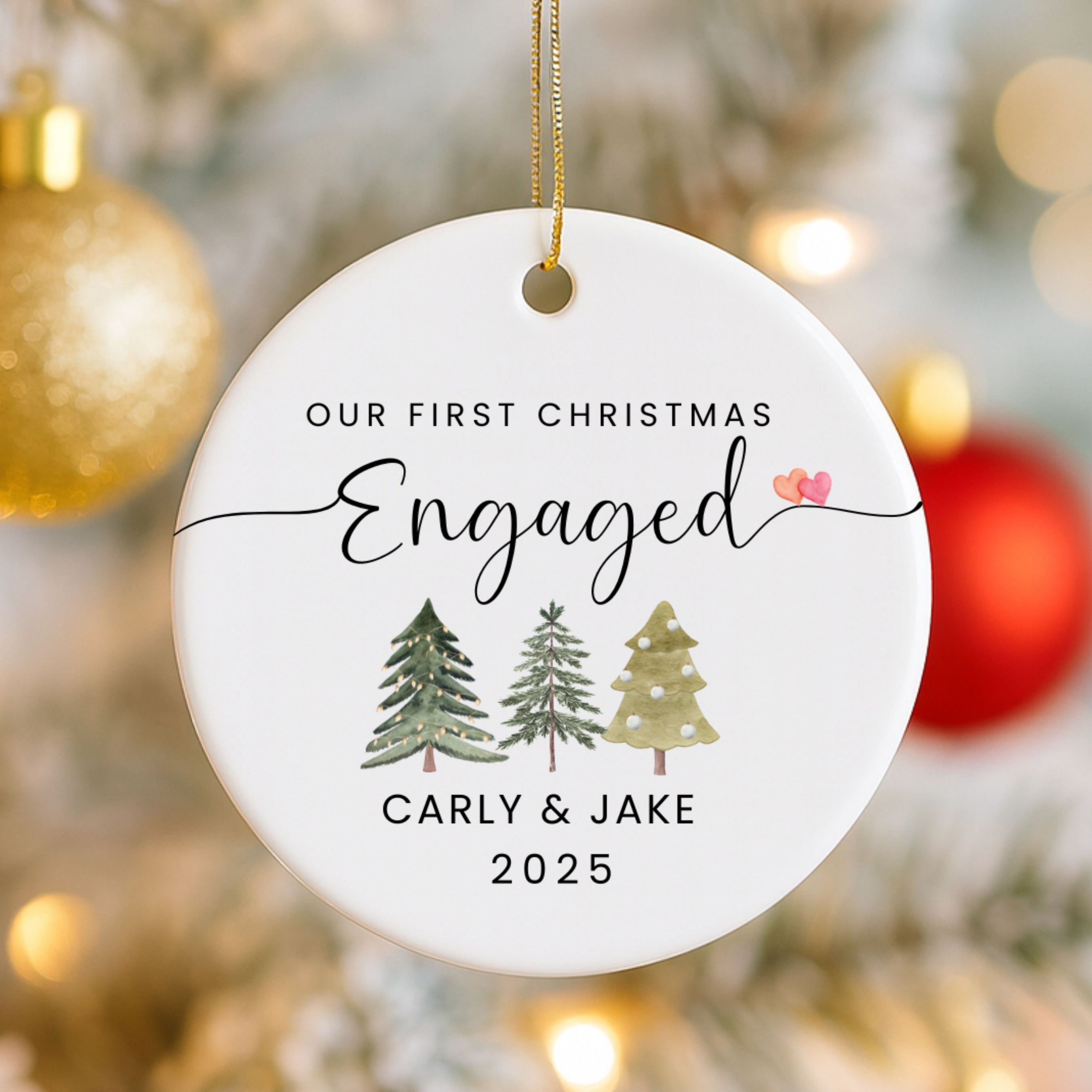 Our First Christmas Engaged Ornament – Personalized Keepsake