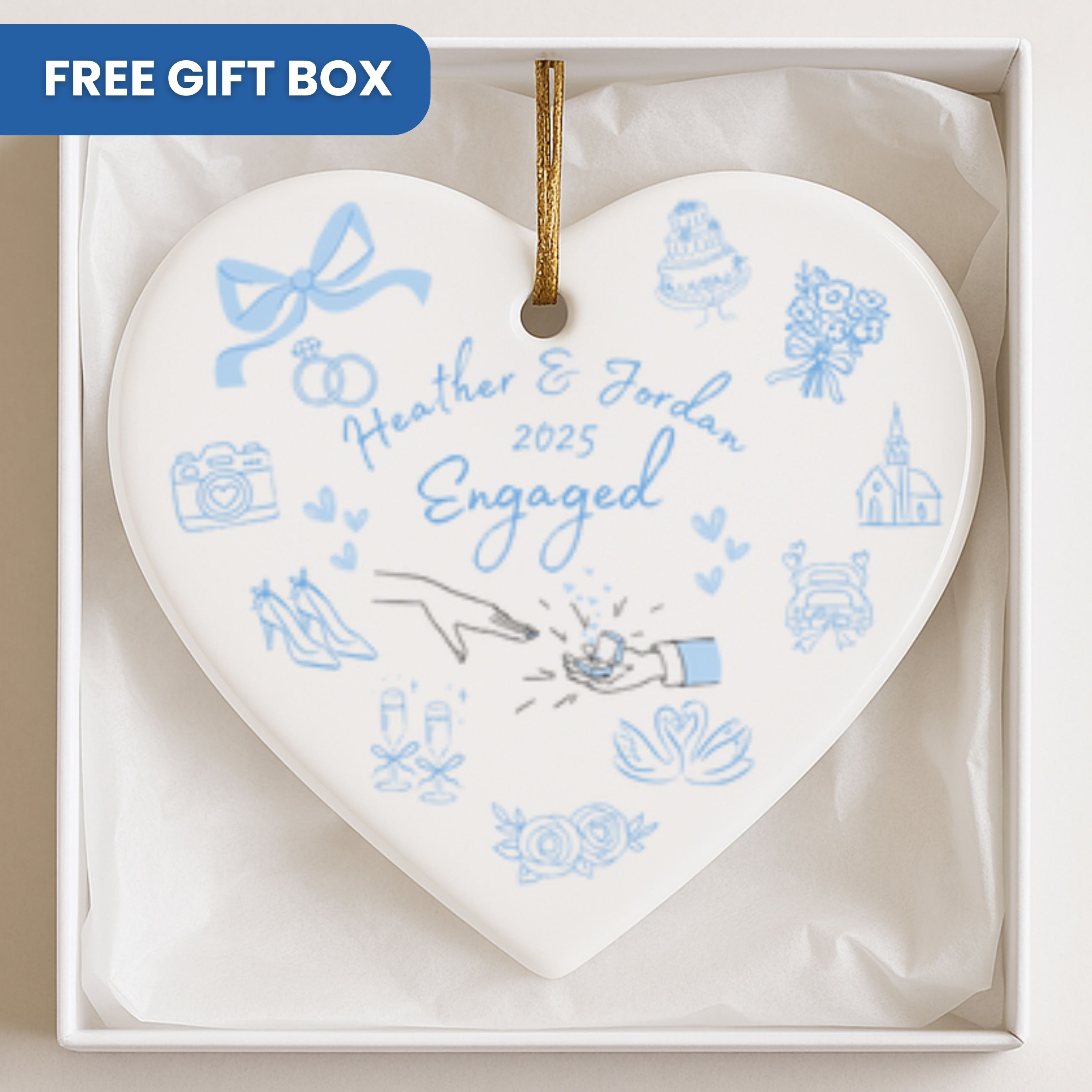 Personalized Engagement Ornament – Custom Heart Keepsake