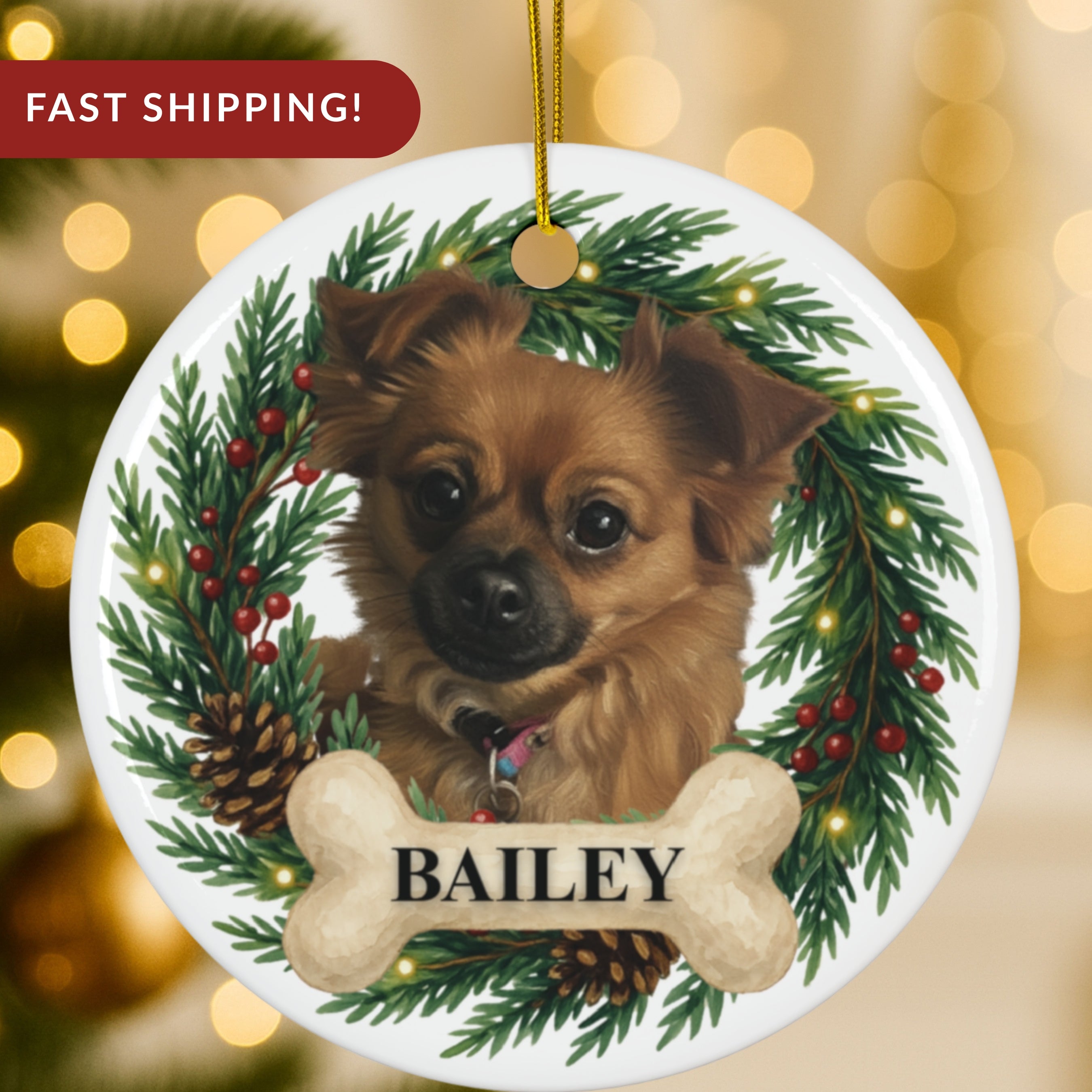 Personalized Pet Christmas Ornament – Custom Dog Photo Keepsake