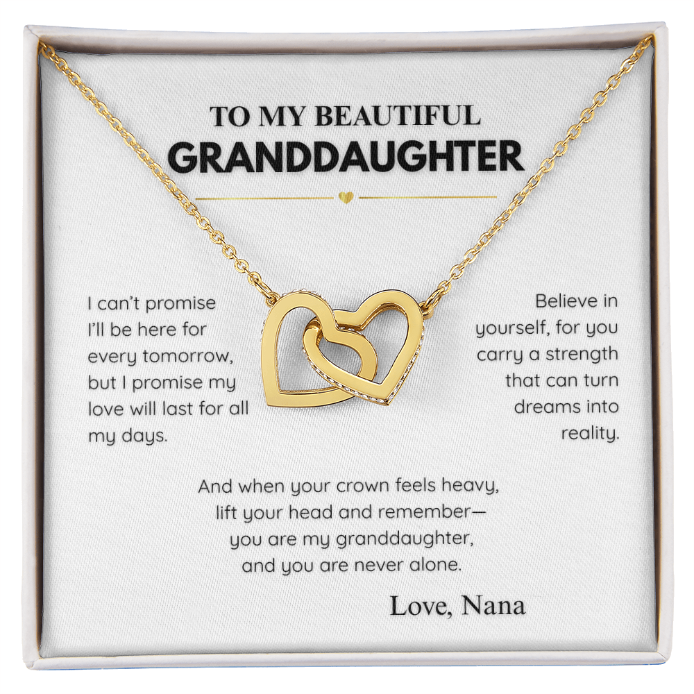 Interlocking Hearts Necklace for Granddaughter – Personalized Message Card from Nana (Name Customizable)
